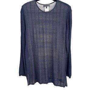 Les Copains Womens L‎ Navy Long-Sleeve Italian Knit Layered Sweater Lagenlook